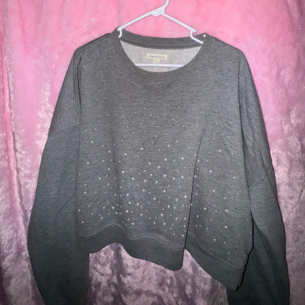 Aeropostale Gray Embellished Sweatshirt